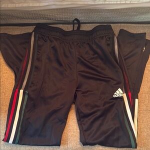 Adidas Black and Red Sweatpants with Signature Stripes
